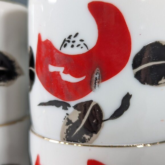 Set of 6 Hot Pepper pattern teacups, made in Japan - Picture 4 of 9